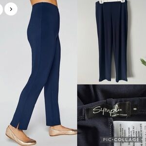 Sympli🇨🇦 Narrow slimmer leg Pant Midi Navy blue Jersey anti-winkle Sz 8